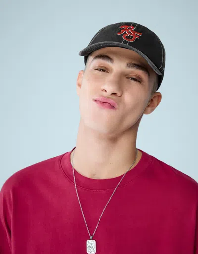 Bershka Embroidered Cap In Black