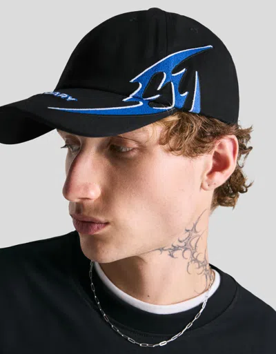 Bershka Embroidered Cap In Black