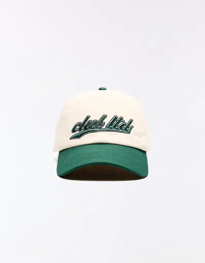 Bershka Embroidered Cap In Green