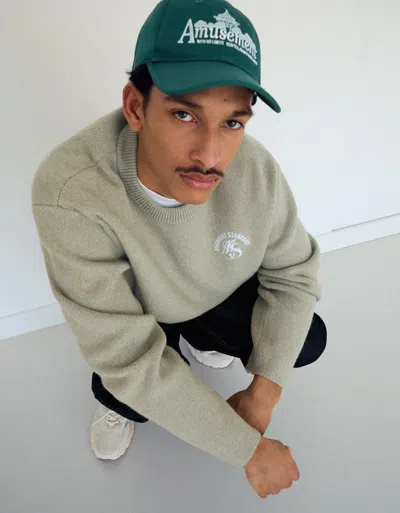 Bershka Embroidered Cap In Green