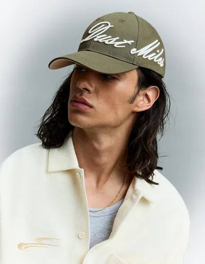 Bershka Embroidered Cap In Green