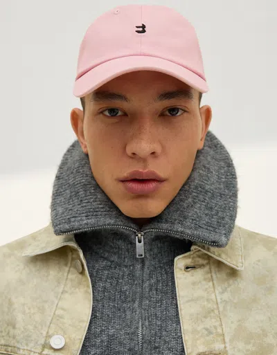 Bershka Embroidered Cap In Pink