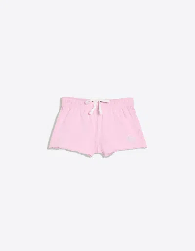 Bershka Embroidered Plush Shorts In Pink