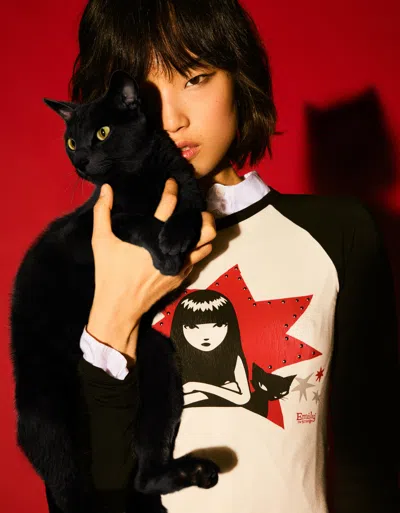 Bershka Emily The Strange Print Long Sleeve T-shirt In Multi