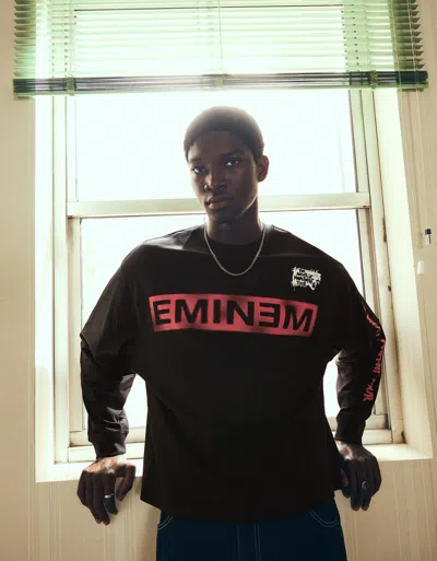 Bershka Eminem Long Sleeve T-shirt In Black