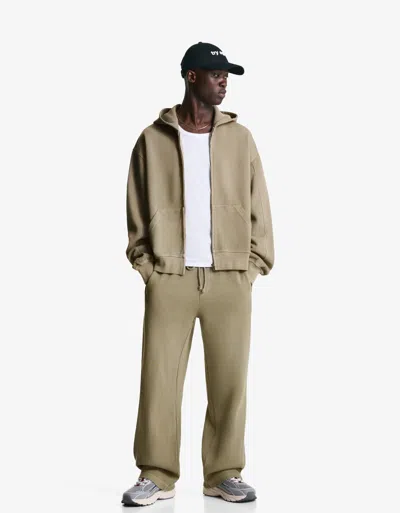 Bershka Faded Piqué Pants In Gray