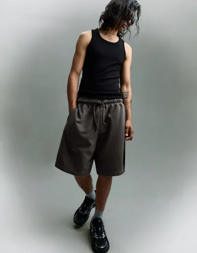 Bershka Faded Wash Boxy Fit Bermuda Shorts In Gray