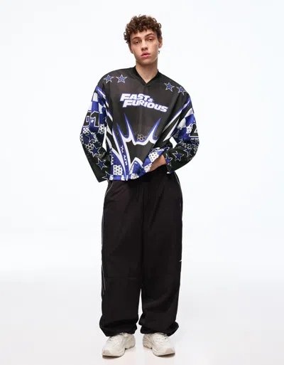 Bershka Fast & Furious Long Sleeve T-shirt In Blue