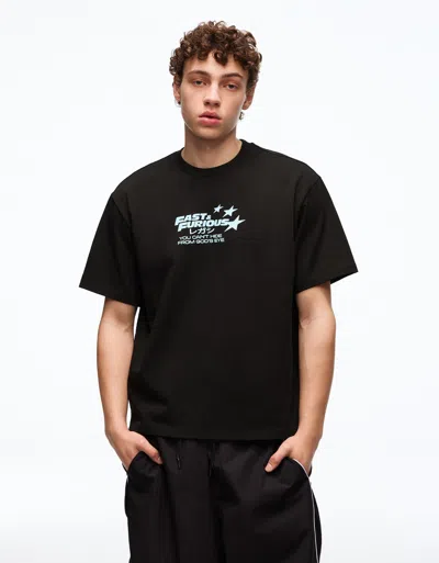 Bershka Fast & Furious Relaxed Fit T-shirt In Black