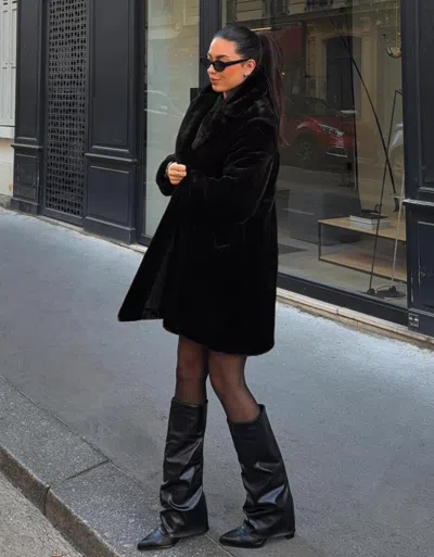 Bershka Faux Fur Coat In Black