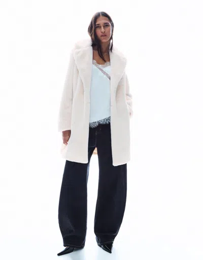 Bershka Faux Fur Coat In White