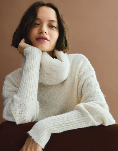 Bershka Faux Fur Hair Band In White