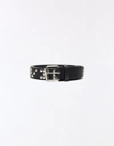 Bershka Faux Leather Belt With Studs In Black