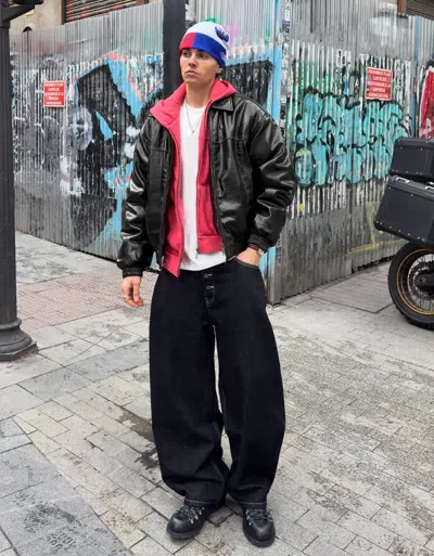 Bershka Faux Leather Jacket In Black