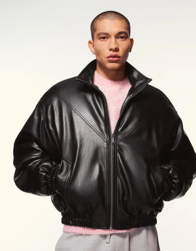 Bershka Faux Leather Jacket In Black