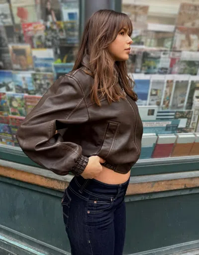 Bershka Faux Leather Jacket In Brown
