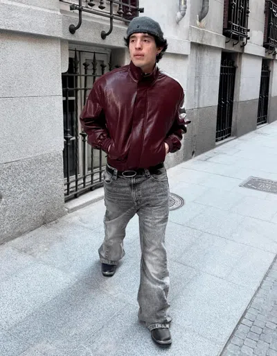 Bershka Faux Leather Jacket In Brown