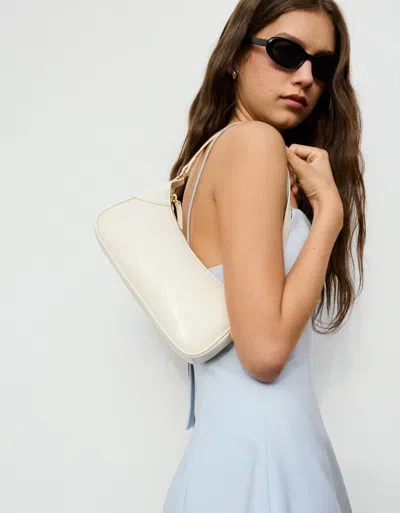 Bershka Faux Leather Shoulder Bag In White