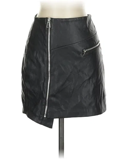 Pre-owned Bershka Faux Leather Skirt In Black