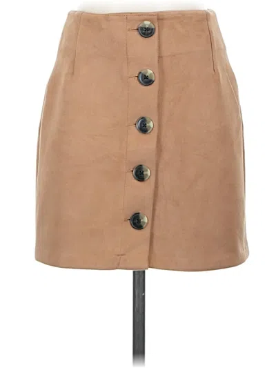 Pre-owned Bershka Faux Leather Skirt In Tan