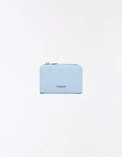 Bershka Faux Patent Leather Coin Purse In Blue