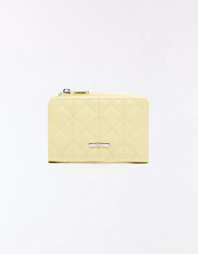 Bershka Faux Patent Leather Coin Purse In Yellow
