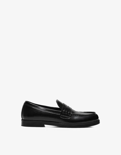 Bershka Fine Sole Loafer In Black