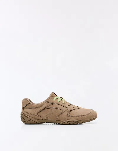 Bershka Fine Sole Sneakers In Brown