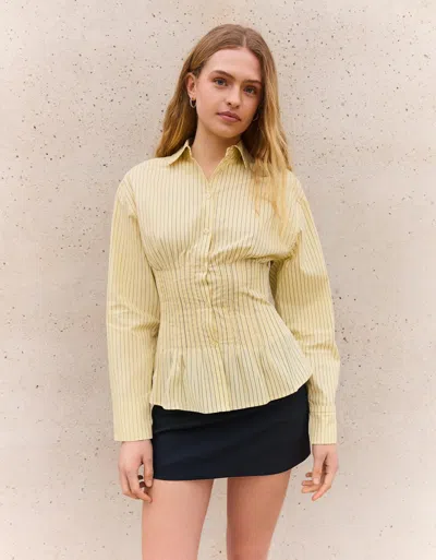 Bershka Fitted Shirt With Darts In Brown