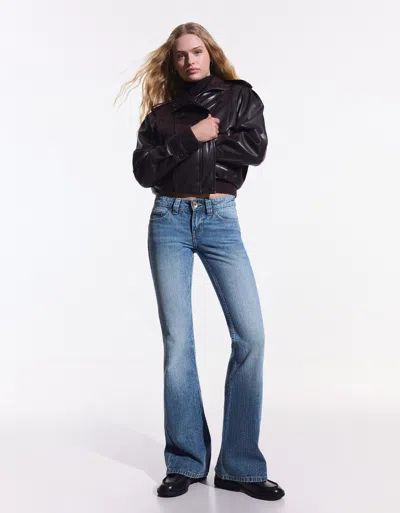 Bershka Flared Baggy Jeans In Blue