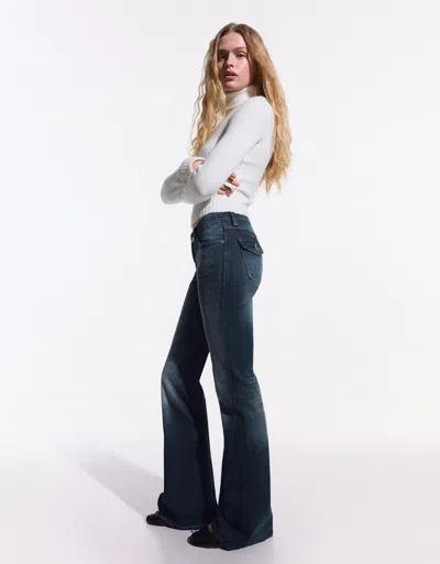 Bershka Flared Baggy Jeans In Blue