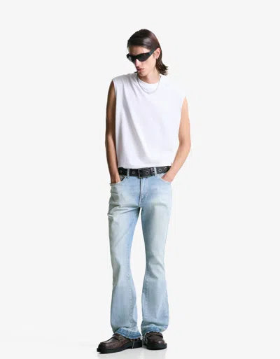 Bershka Flared Comfort Jeans In White