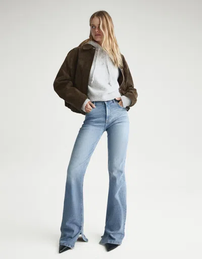 Bershka Flared Jeans With Slit In Blue