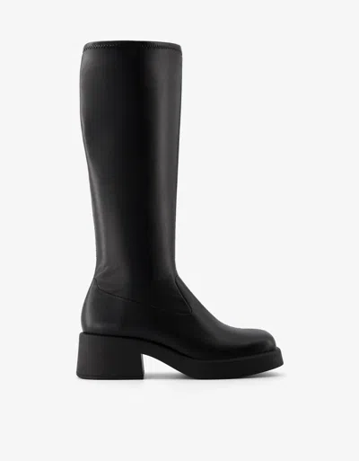 Bershka Flat Fitted Boots In Black