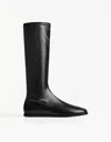 Bershka Flat Stretch Boots In Black