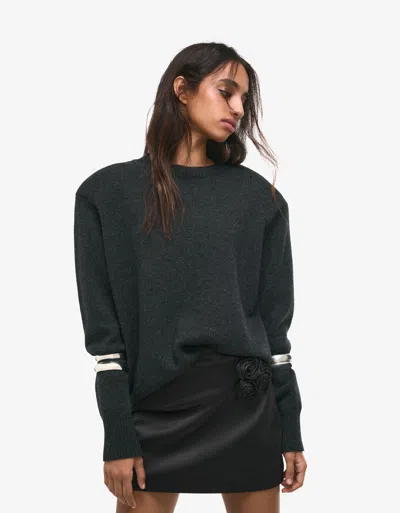 Bershka Floral Satin Mini Skirt In Black