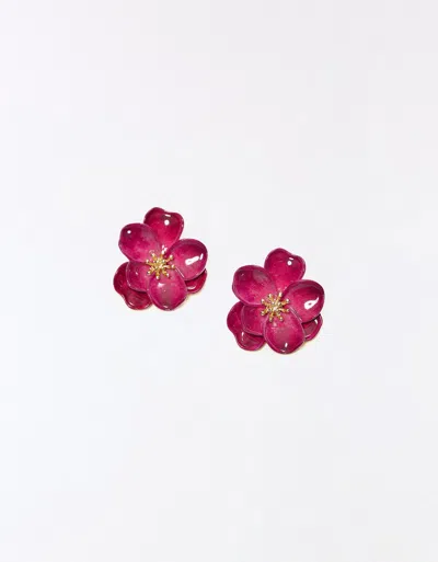 Bershka Flower Earrings In Pink