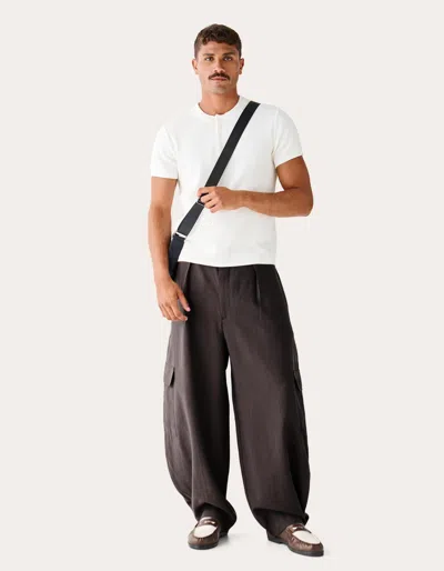 Bershka Flowing Barrel Cargo Trousers In Brown