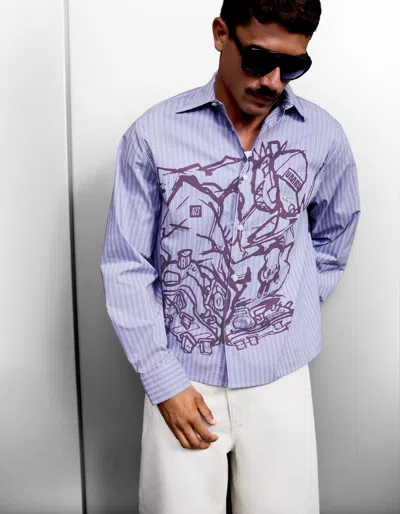 Bershka Ft. Umru Boxy Shirt In Purple