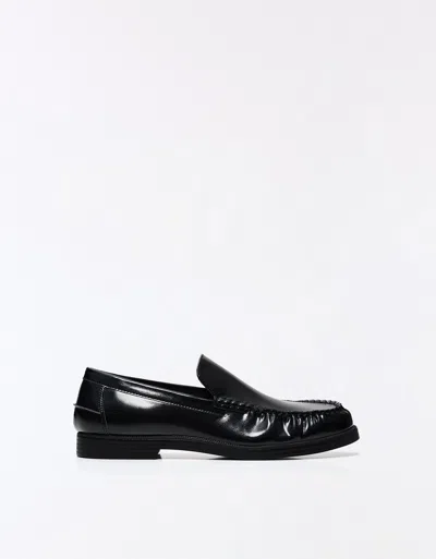 Bershka Gathered Loafers In Black