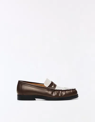 Bershka Gathered Loafers In Brown