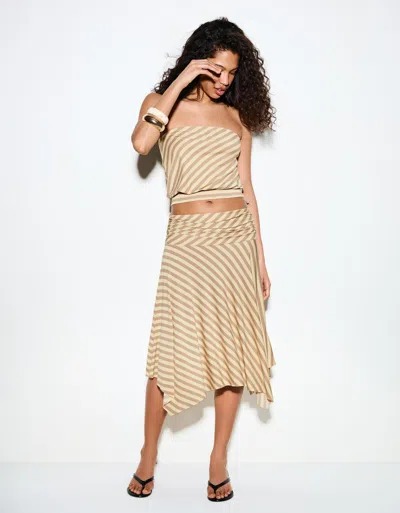 Bershka Gathered Midi Skirt In Multi