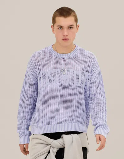 Bershka Graphic Crew Neck Sweater In Purple