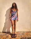 Bershka Halter Mini Dress In Multi