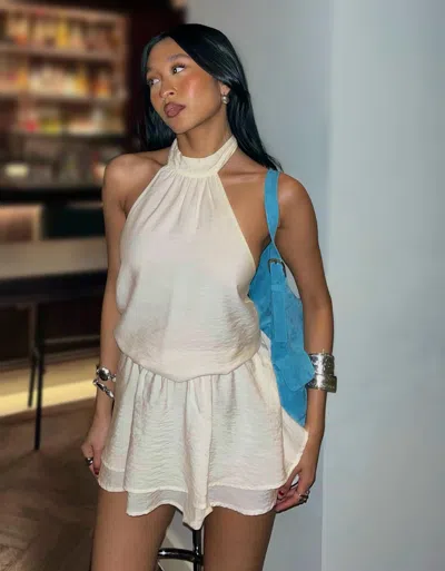 Bershka Halter Mini Dress In White