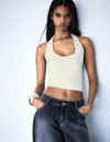 Bershka Halter Top With Buttons In Neutral