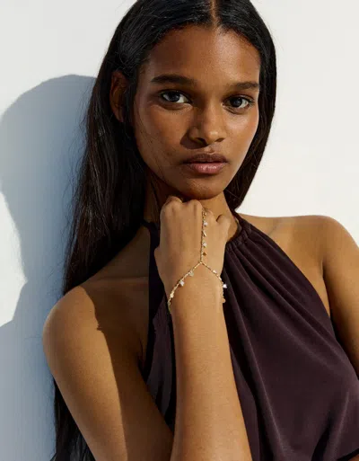 Bershka Hand Chain Bracelet In Gold