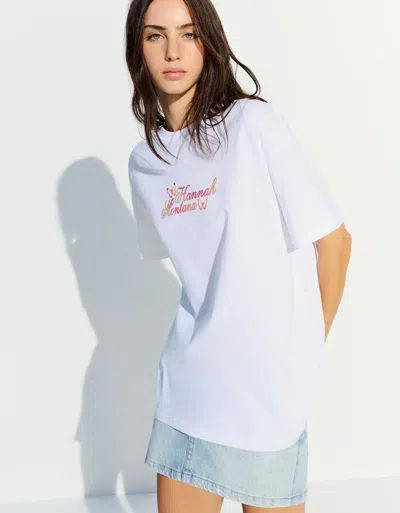Bershka Hannah Montana Print Short Sleeve T-shirt In White