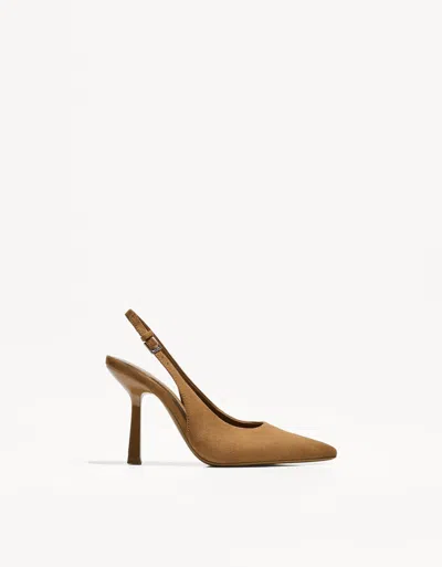 Bershka Heel Slingback Shoes In Brown