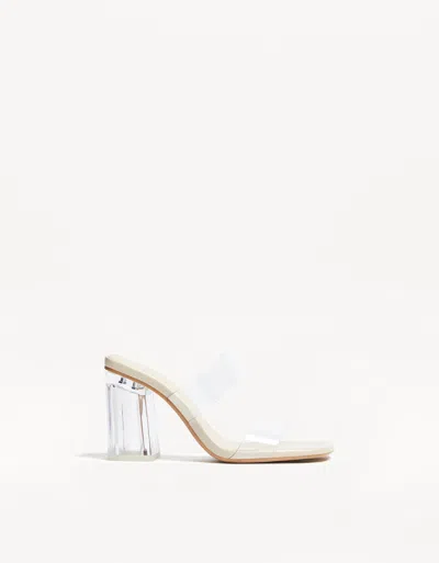 Bershka Heeled Sandals With Vinyl Straps In White